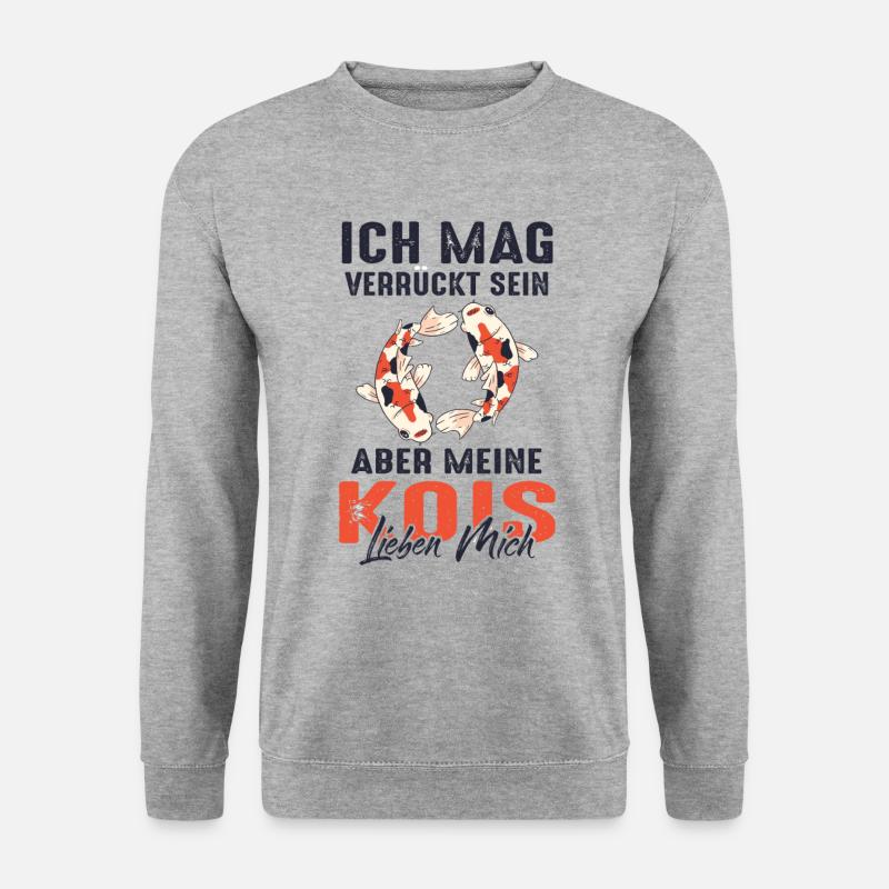 Koi Fisch Karpfen Koizucht Koifisch Lustig - Unisex Pullover - Weißgrau meliert