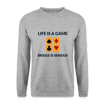 Play Cards Bridge game Addict Fan Player Gamer - Unisex Sweatshirt - salt & pepper - Front - Alina (178cm) & Michal (187cm)