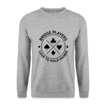 Play Cards Bridge game Addict Fan Player Gamer - Unisex Sweatshirt - salt & pepper - Front - Alina (178cm) & Michal (187cm)