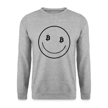 Bitcoin BTC Plan B In Crypto I Trust Idée cadeau - Sweat-shirt Unisexe - gris chiné - Devant - Alina (178cm) & Michal (187cm)