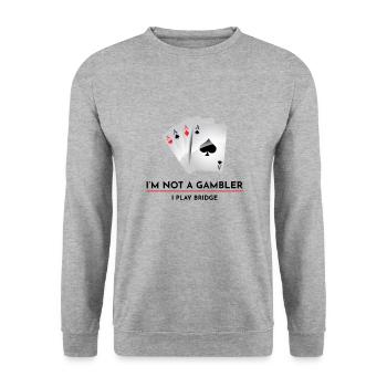 Card Games Casino Bridge Player Gambling Gift - Unisex Sweatshirt - salt & pepper - Front - Alina (178cm) & Michal (187cm)
