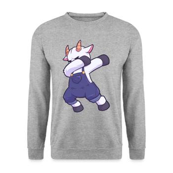dab dabbing chèvre bouc Goat ferme - Sweat-shirt Unisexe - gris chiné - Devant - Alina (178cm) & Michal (187cm)