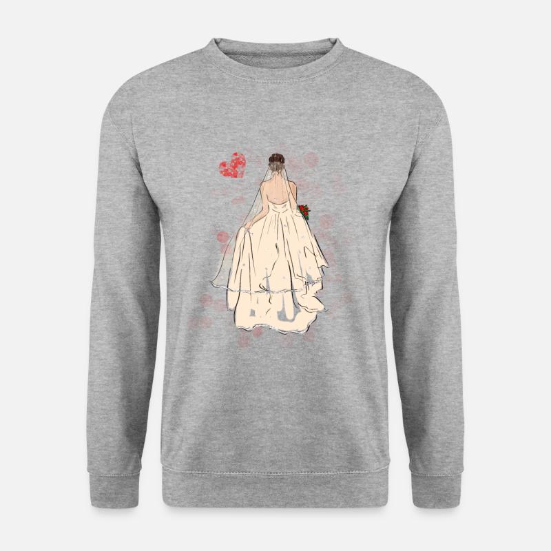 Braut in Brautkleid mit Schleier - Unisex Pullover - Weißgrau meliert