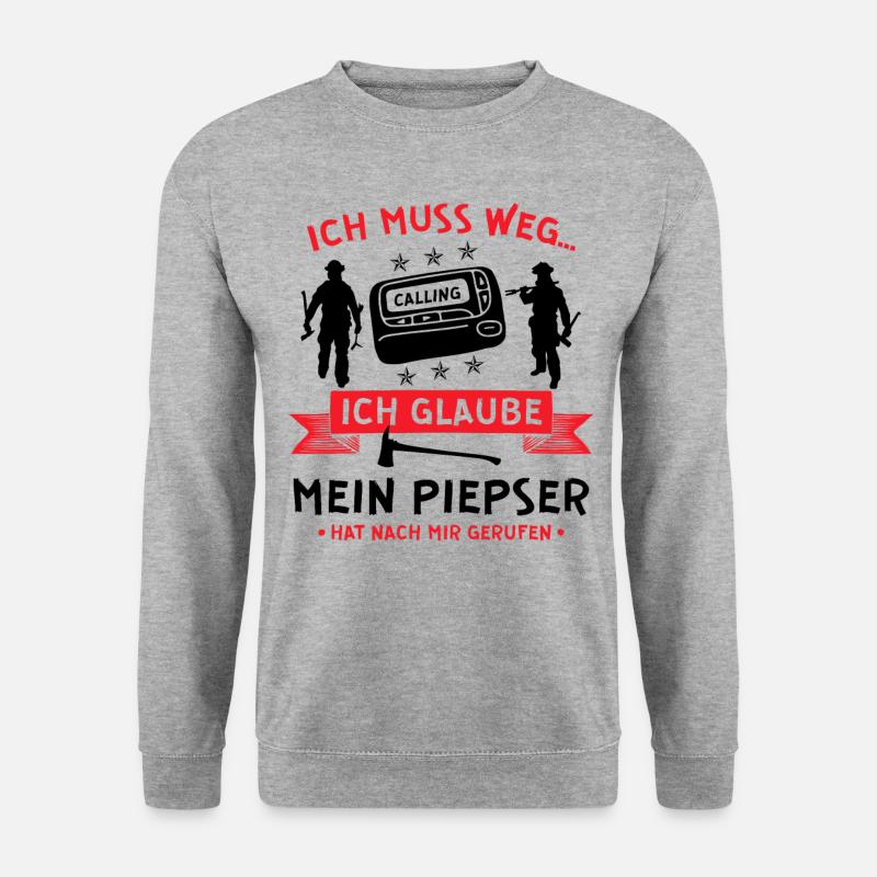 Freiwillige Feuerwehr Piepser Feuerwehrmann Spruch - Unisex Pullover - Weißgrau meliert