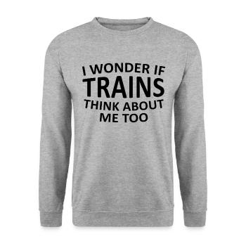 Train trains montre disant cadeau - Sweat-shirt Unisexe - gris chiné - Devant - Alina (178cm) & Michal (187cm)