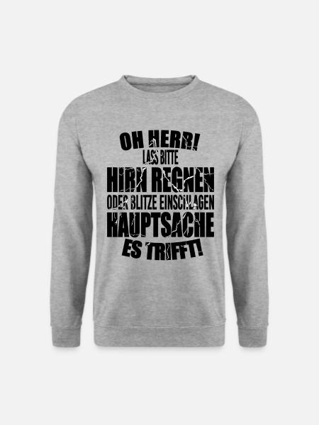 Lustig Lustige Sprüche Humor Hirn Regen Blitze - Unisex Pullover - Weißgrau meliert