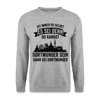 Dortmund Skyline Dortmunder Ruhrpott Ruhrgebiet - Unisex Pullover - Weißgrau meliert - Vorne - Alina (178cm) & Michal (187cm)