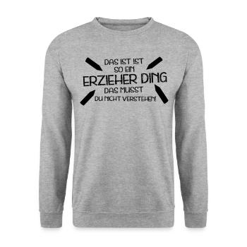 Geschenk Erzieher - Unisex Pullover - Weißgrau meliert - Vorne - Alina (178cm) & Michal (187cm)