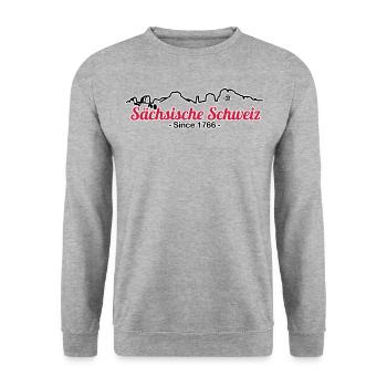 Sächsiche Schweiz - Skyline - Unisex Pullover - Weißgrau meliert - Vorne - Alina (178cm) & Michal (187cm)