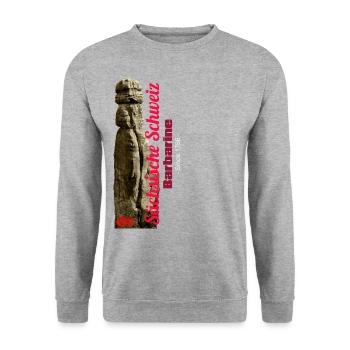 Sächsische Schweiz - Barbarine - Unisex Pullover - Weißgrau meliert - Vorne - Alina (178cm) & Michal (187cm)