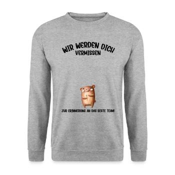 Wir werden dich Vermissen beste Team Abschied - Unisex Pullover - Weißgrau meliert - Vorne - Alina (178cm) & Michal (187cm)