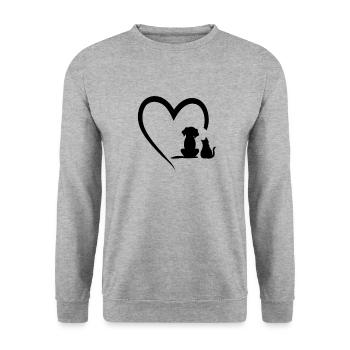 Cadeau d'amour pour chien et chat - Sweat-shirt Unisexe - gris chiné - Devant - Alina (178cm) & Michal (187cm)
