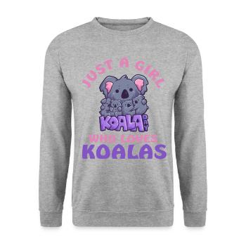 Juste une fille qui aime les koalas Koaladay - Sweat-shirt Unisexe - gris chiné - Devant - Alina (178cm) & Michal (187cm)