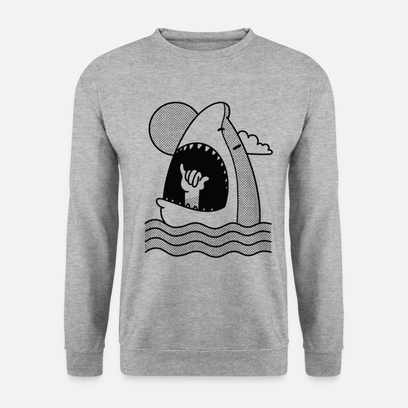 Sharke isst eine Hand Bestes Geschenk - Unisex Pullover - Weißgrau meliert