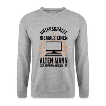 Informatiker Admin Informatik Lustige Sprüche - Unisex Pullover - Weißgrau meliert - Vorne - Alina (178cm) & Michal (187cm)