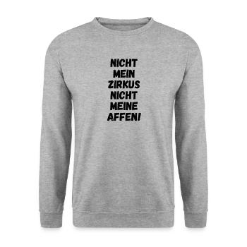 Zirkus Affen Design lustig funny Tier Geburtstag - Unisex Pullover - Weißgrau meliert - Vorne - Alina (178cm) & Michal (187cm)