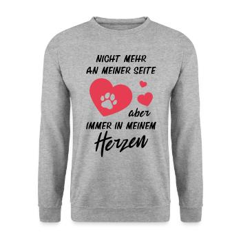 Hundehalter Immer in Meinem Herzen Hundeliebhaber - Unisex Pullover - Weißgrau meliert - Vorne - Alina (178cm) & Michal (187cm)