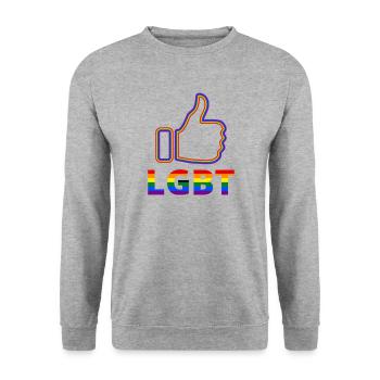 Daumen hoch LGBT Lesbian Gay Bisexual Transgender - Unisex Pullover - Weißgrau meliert - Vorne - Alina (178cm) & Michal (187cm)