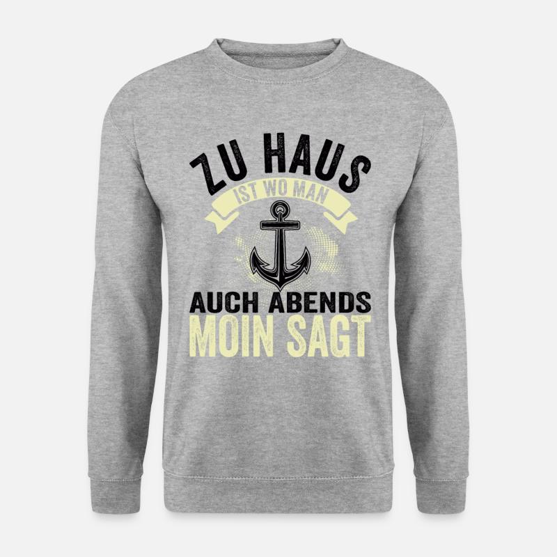 Moin Hamburger Anker Hamburg Lustige Sprüche - Unisex Pullover - Weißgrau meliert