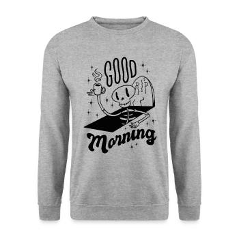 Good Morning Best Gift - Unisex Sweatshirt - salt & pepper - Front - Alina (178cm) & Michal (187cm)