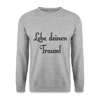 Lebe deinen Traum! - Unisex Pullover - Weißgrau meliert - Vorne - Alina (178cm) & Michal (187cm)