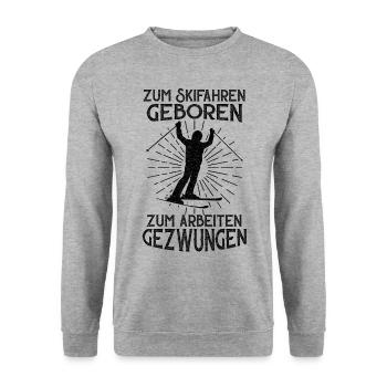 Skifahren Apres Ski Wintersport Skifahrer Lustige - Unisex Pullover - Weißgrau meliert - Vorne - Alina (178cm) & Michal (187cm)