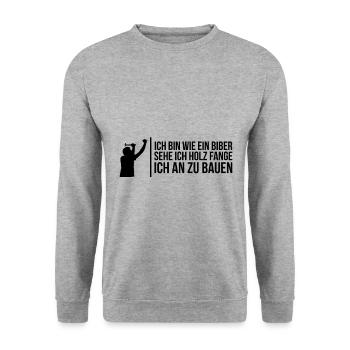 Spruch Zimmermann - Unisex Pullover - Weißgrau meliert - Vorne - Alina (178cm) & Michal (187cm)