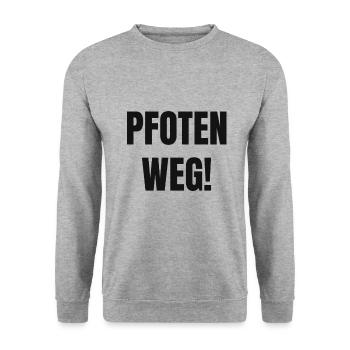 Pfoten Weg Fun Spruch - Unisex Pullover - Weißgrau meliert - Vorne - Alina (178cm) & Michal (187cm)