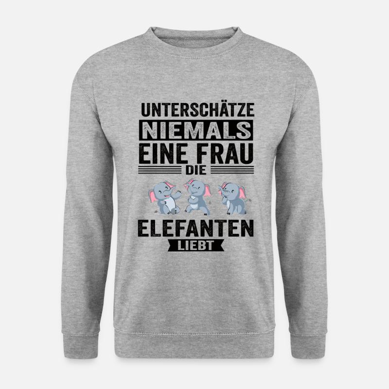Elefant Elefantenmama Elefantenliebhaber Geschenk - Unisex Pullover - Weißgrau meliert