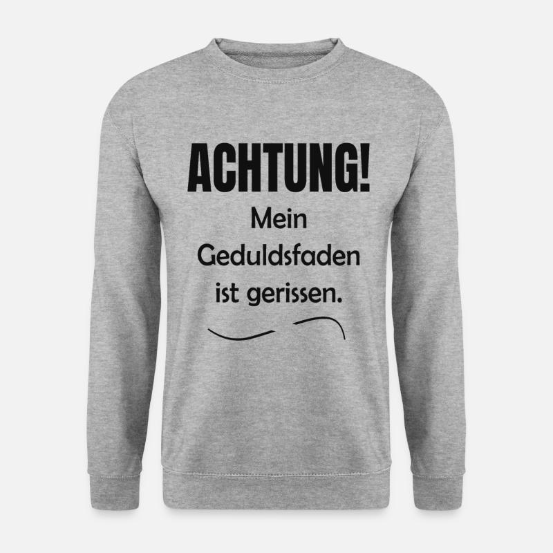 Geduldsfaden Fun Spruch - Unisex Pullover - Weißgrau meliert