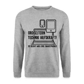 Großeltern Technik Hilfskraft - Unisex Pullover - Weißgrau meliert - Vorne - Alina (178cm) & Michal (187cm)