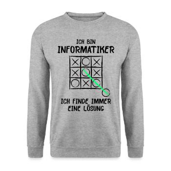 Ich bin Informatiker Lösung Spruch Computer Nerd G - Unisex Pullover - Weißgrau meliert - Vorne - Alina (178cm) & Michal (187cm)