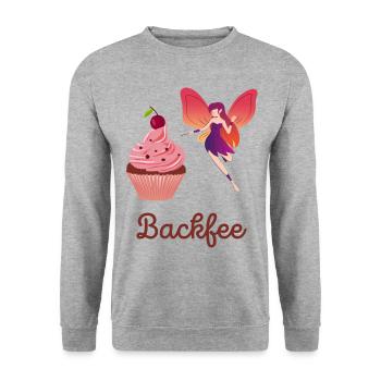 Backfee Bäckerin Backstube Kuchen Cupcake Muffin F - Unisex Pullover - Weißgrau meliert - Vorne - Alina (178cm) & Michal (187cm)