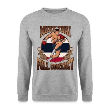 Muay Thai Full Contact MMA Arts Martiaux Cadeau - Sweat-shirt Unisexe - gris chiné - Devant - Alina (178cm) & Michal (187cm)