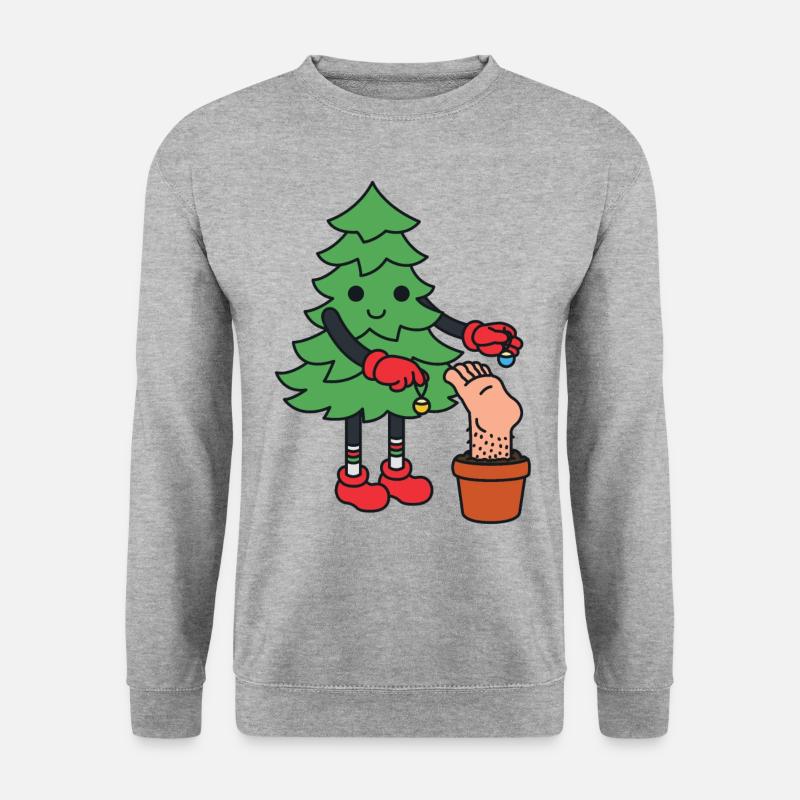 Weihnachtsbaum lustig Weihnachten lustiger Tanne - Unisex Pullover - Weißgrau meliert