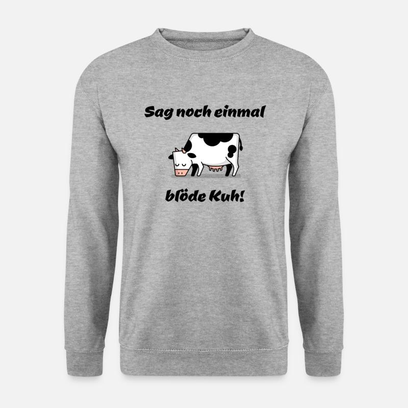 Kuh Kuhliebe Blöde Kuh Geschenk Rind Spruch - Unisex Pullover - Weißgrau meliert