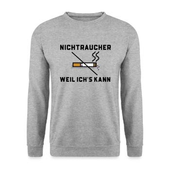 Nichtraucher Zigarette lustig Spruch Geschenk - Unisex Pullover - Weißgrau meliert - Vorne - Alina (178cm) & Michal (187cm)