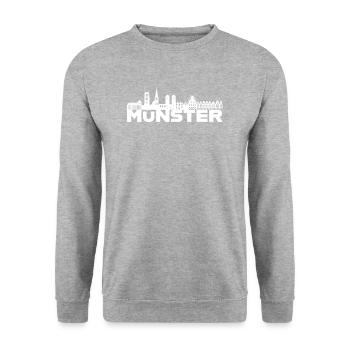 Münster Deutschland Skyline Geschenkidee - Unisex Pullover - Weißgrau meliert - Vorne - Alina (178cm) & Michal (187cm)