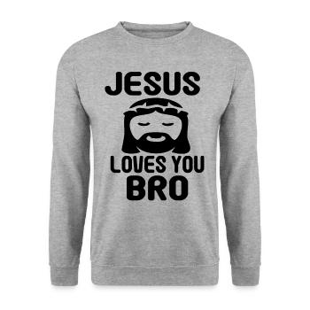 Drôle de Jésus vous aime - Sweat-shirt Unisexe - gris chiné - Devant - Alina (178cm) & Michal (187cm)