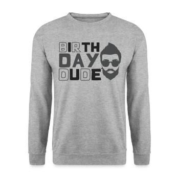 Vintage Birthday Dude - Unisex Pullover - Weißgrau meliert - Vorne - Alina (178cm) & Michal (187cm)