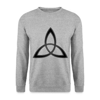 Wikinger Triskel keltischer Knoten Symbol Geschenk - Unisex Pullover - Weißgrau meliert - Vorne - Alina (178cm) & Michal (187cm)