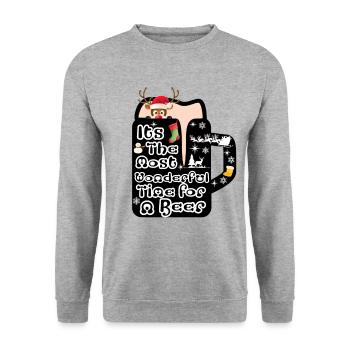 Weihnachten Weihnachten Weihnachten Weihnachten Weihnachten - Unisex Pullover - Weißgrau meliert - Vorne - Alina (178cm) & Michal (187cm)