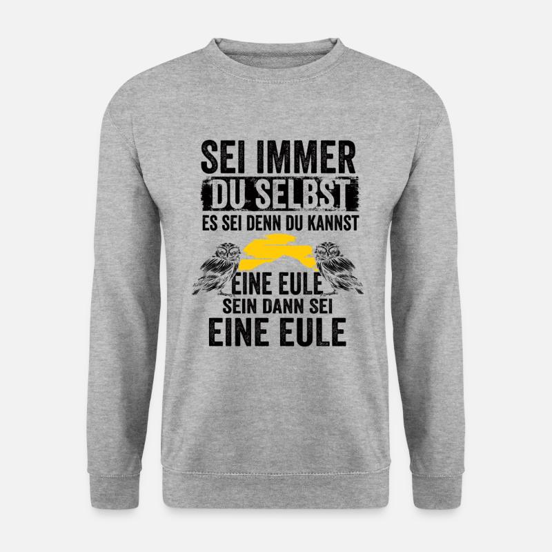 Eule Vogel Nachteule Nachtvogel Geschenk - Unisex Pullover - Weißgrau meliert