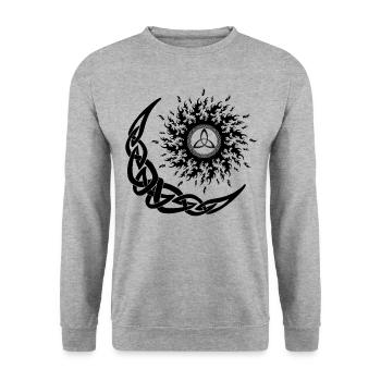 Winter Solstice Viking Sun Moon Tribal - Unisex Sweatshirt - salt & pepper - Front - Alina (178cm) & Michal (187cm)
