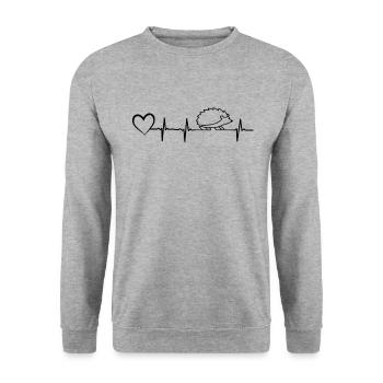 Hedgehog Heartbeat Heartbeat Heart Prickle EKG - Unisex Sweatshirt - salt & pepper - Front - Alina (178cm) & Michal (187cm)
