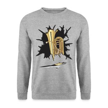 Tuba Paper Tear - Unisex Sweatshirt - salt & pepper - Front - Alina (178cm) & Michal (187cm)