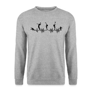 Joueur de volley- battement de coeur joueur de volley - Sweat-shirt Unisexe - gris chiné - Devant - Alina (178cm) & Michal (187cm)