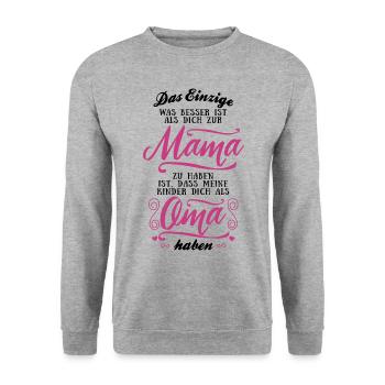 Kinder dich als Oma haben Werdende Großmutter Omi - Unisex Pullover - Weißgrau meliert - Vorne - Alina (178cm) & Michal (187cm)