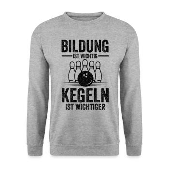 Kegeln Kegelbahn Kegelverein Geschenk - Unisex Pullover - Weißgrau meliert - Vorne - Alina (178cm) & Michal (187cm)