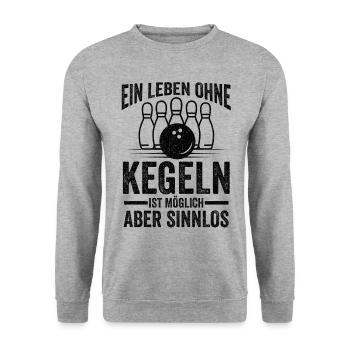 Kegeln Kegelclub Kegelverein Lustige Sprüche - Unisex Pullover - Weißgrau meliert - Vorne - Alina (178cm) & Michal (187cm)